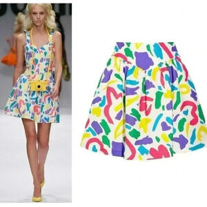 Moschino Barbie Mini Skirt California Dream 38 4 Small S Memphis Print 38 80s